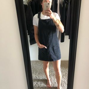 Petite black overall dress